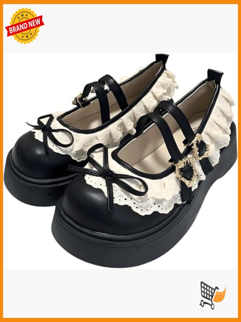Chunky Platform Mary Jane Heels with Lace Bows Y2K Gothic Lolita Shoes